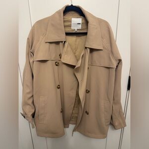 Fashion Nova Beige Double-Breasted Trench Jacket